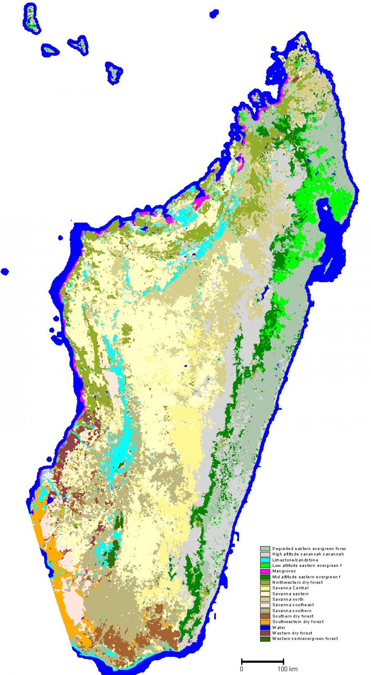 carte de la végétation de Madagascar