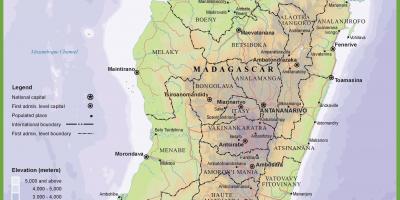 Carte physique de la carte de Madagascar