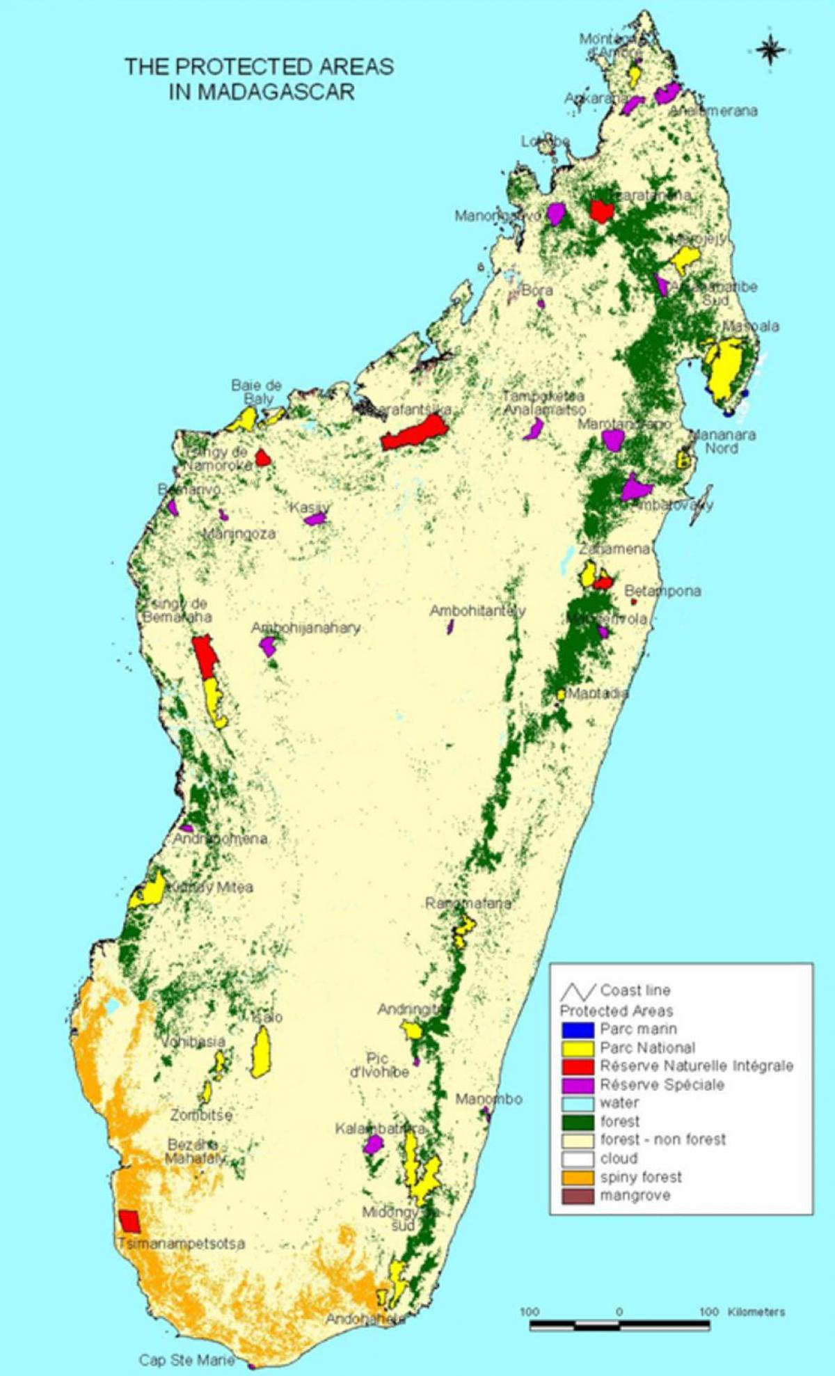 carte des parcs nationaux de Madagascar