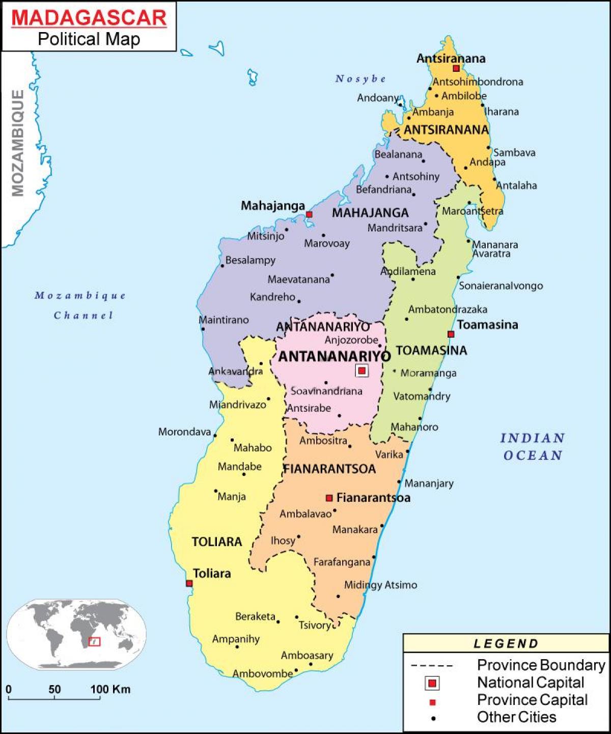 carte de la carte politique de Madagascar