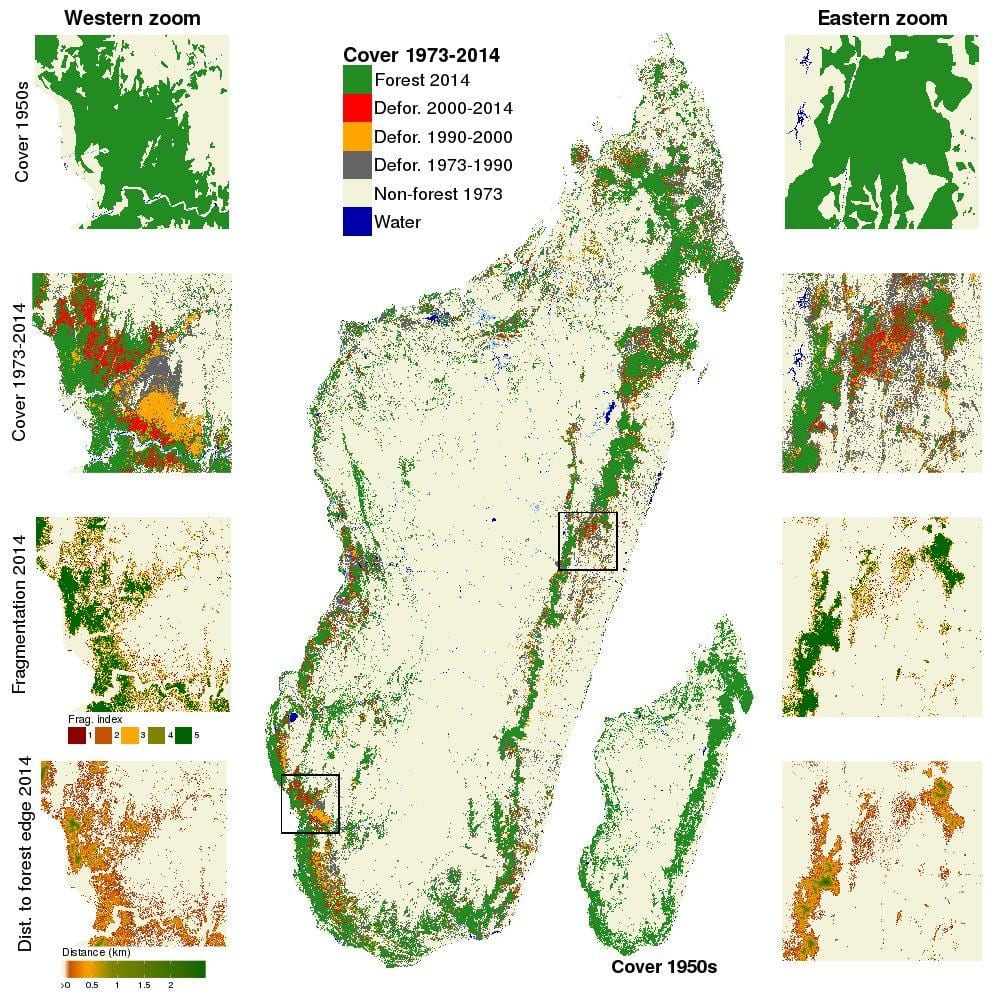 carte de la déforestation à Madagascar