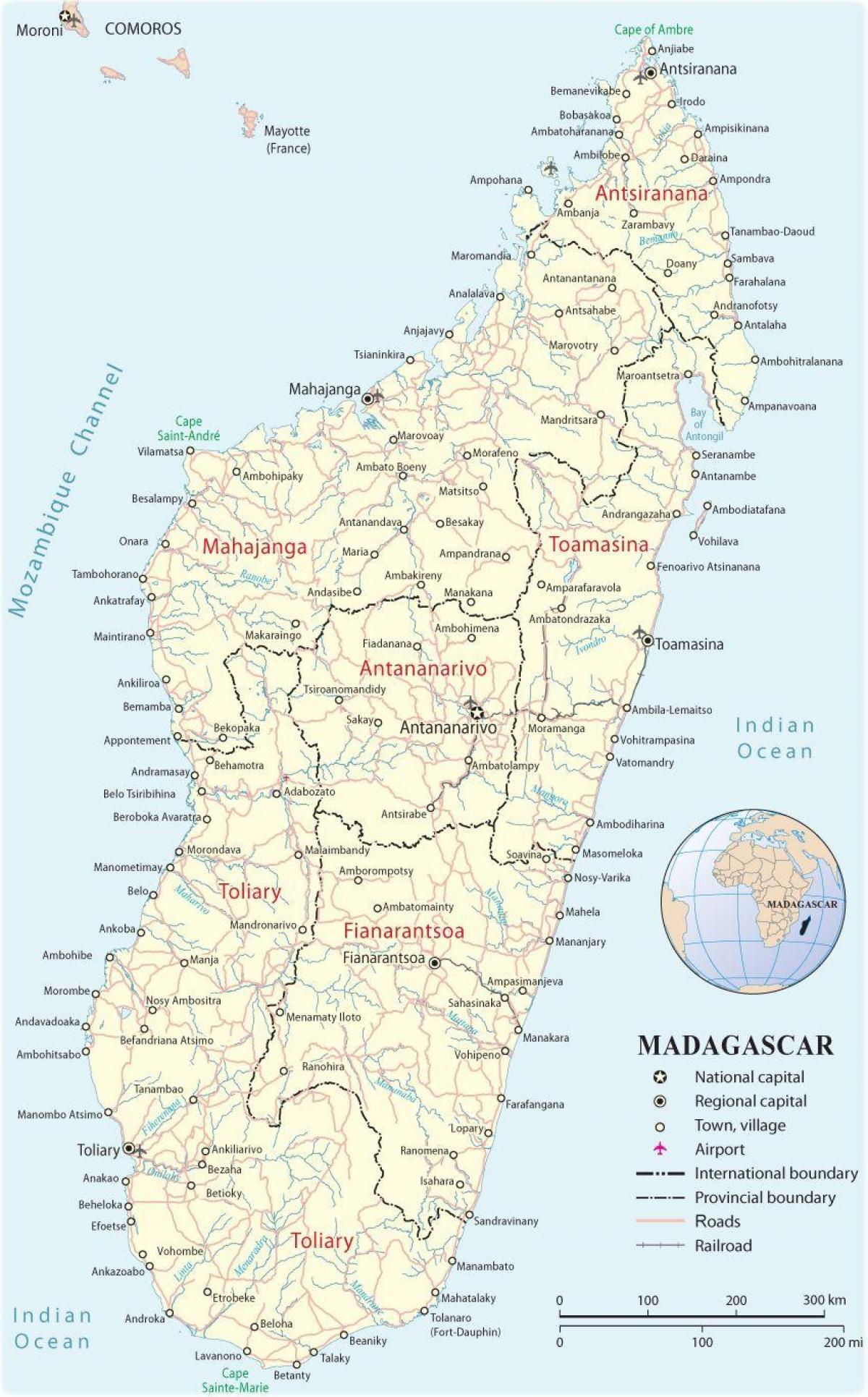 la carte des aéroports de Madagascar