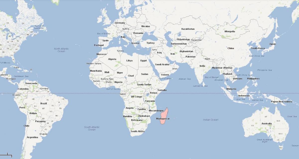 carte du monde montrant Madagascar