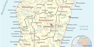 La carte des aéroports de Madagascar